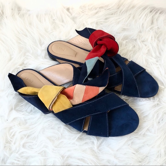 Chloe Shoes - Chloe • Nellie Suede Slide Sandals Nautical Sz 40